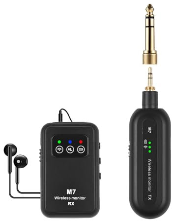 summina 2.4G Wireless In-Ear Monitor System Stereo 90° Rotate Transmitter Receiver Set Automatic Pairing with Monitor Earphones Plug and Play Low Latency for Studio Band Rehearsal Live