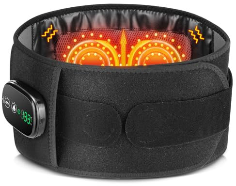 Ceinture Chauffante Avec Lumière Rouge LED, 5 Niveaux de Chauffage, 3 Modes Réglables, Arrêt Automatique, Batterie Rechargeable 5000mAh, Noir