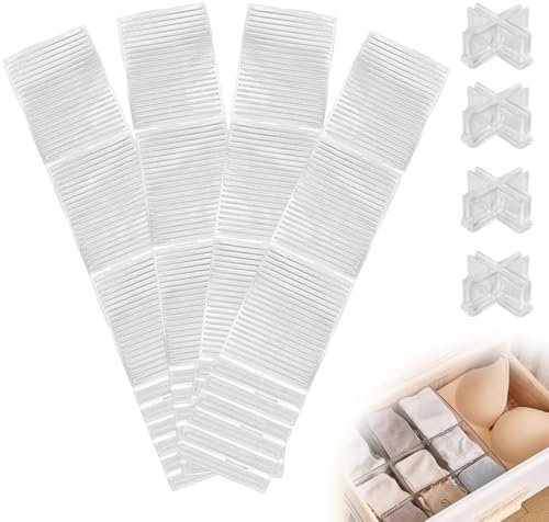 SULIUDAJI 4 Piezas Separadores de Cajones Ajustable Organizador Cajones de Plástico Separador de Armario Divisores 32x7cm Cajones de Rejilla para Armarios para Oficina Cocina Dormitorio y Tocador