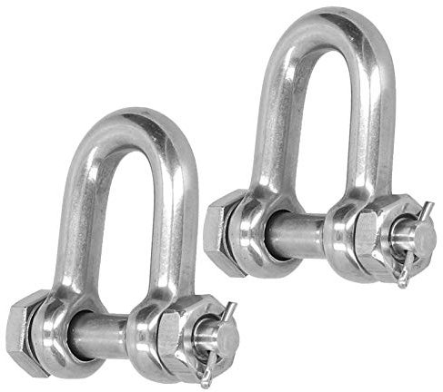 2 pièces 304 manilles à anneau en D en acier inoxydable 500 kg capacité de M10 manille d'ancrage à goupille à vis pour l'énergie électrique, les machines, la construction