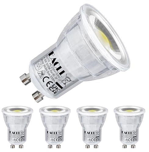 EACLL Mini GU10 LED Tageslichtweiß 4.5 Watt Ersetzt 40W Halogen Leuchtmittel, 4er-Pack, 360lm 5000K Birnen, AC 230V Flimmerfrei Strahler, Abstrahlwinkel 38° Spot, Nicht Dimmbar Reflektor Lampen