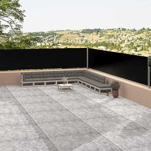 ShGaxin Einziehbare Seitenmarkise, Markisen für den Außenbereich, Terrassen-Markisen, Markisen für Wohnwagen, Sommer, Schwarz, 117 x 1200 cm