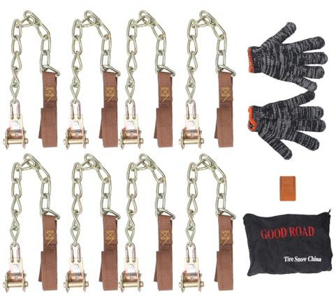Schneeketten für Autos, 8 Stück Schneereifenketten, Rutschfeste Stahllegierung, Verdickt, Universell für Auto, SUV, Pickup, LKW, 165 Bis 265 Mm Reifenbreite