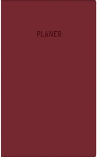 Zettler Taschenplaner 1M/2S bordeaux 2026 – Monatsplaner 10 × 16 cm, 32 Seiten, 1 Monat auf 2 Seiten, Stundeneinteilung 8–19 Uhr, Arbeitstage- & Wochenzählung, Adressheft, Kunststoffeinband, FSC
