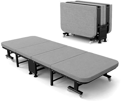 MBBTAG Feldbett mit Matratze GäStebett Klappbar mit Universalrad Campingbett Klappbar 6 Stufen Einstellbar Feldbett Klappbar mit Matratze Als GäSte Still- Oder Begleiterbett Nutzbar(190x60x30cm)