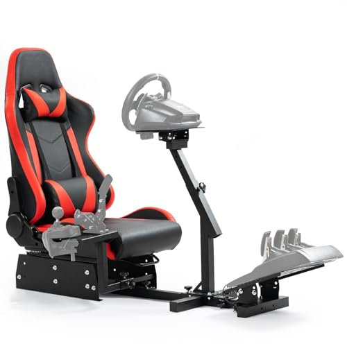 Anman Rennspiel Ständer mit Rot Sitz Passend für Logitech/Thrustmaster/Fanatec G29 G920 T248 CSL Rennsimulator Cockpit ohne Lenkrad/Pedal/Schalthebel
