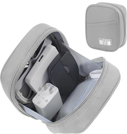 DOB SECHS Reise Kabeltasche, Wasserfest Kabel Organizer Tasche, Tragbare Elektronik Organizer Bag, Tech Pouch,FüR Handyladekabel, Powerbank, Kabel, Adapter, Festplatte (Grau)