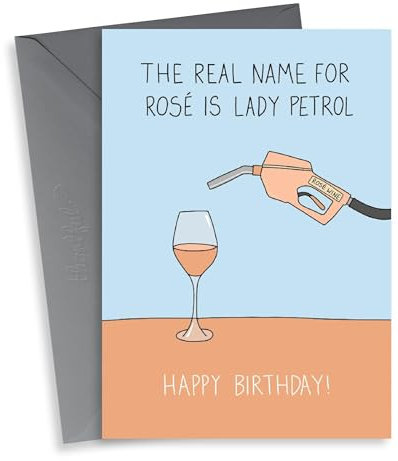 Funny Alcoholic Birthday Card - Rosé Wine - Happy Birthday