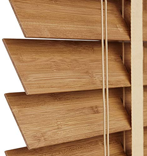 Holzfenster für Zuhause/Büro, 50 mm Bambuslamellen, horizontale Mini-Jalousien, 60 cm/80 cm/100 cm/120 cm/140 cm breit (Größe: 60 x 140 cm)