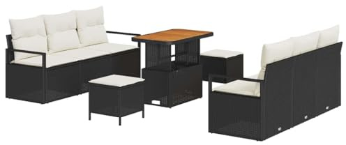 vidaXL Gartensofa-Set 9 STK. Schwarz Poly-Rattan