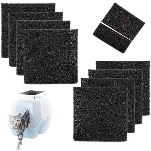 Jimkply 6 Stück Aktivkohlefilter für Katzenklo, Aktivkohle-Filterpad, Katzenklo-Deckenfilter, Staub- und Geruchsreduzierung, Passend für die meisten Katzenklos