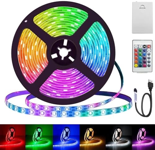 4M LED Streifen,5050 LED Streifen Wasserdicht Batteriebetrieben oder USB Betrieben,Fernbedienung Dimmbar 16 Farben,Led Streifen Wasserdicht für Innen Aussen Schlafzimmer Küche DIY Beleuchtung Deko