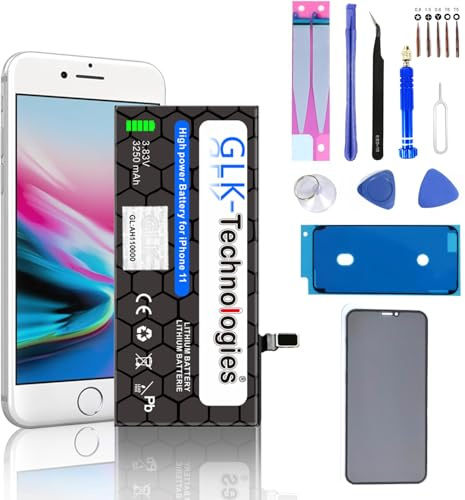 High Capacityr Ersatzakku kompatibel mit Apple iPhone 11 | GLK-Technologies Battery | accu | 3250mAh Akku | inkl. Werkzeug Set GRATIS Schutzfolien Anti Spy Panzer