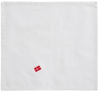 IB Laursen [W0526] Stoffserviette m/dänischer Flagge weiß B: 40 L: 40