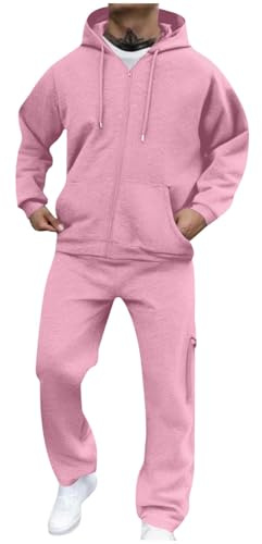2 Pièces Ensembles De Sport Homme Automne Et Hiver Ensemble Survêtement Homme Tendance Sweat A Capuche Zippé + Pantalon Sportive Sportswear Couleur Unie pour Gym Et Jogging Élégant
