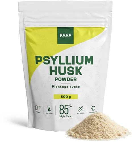 Psyllium Husk Powder 500g, High in Fibre (85%), Unflavoured, Vegan | Plantago ovata fibre from India, keto friendly & non-GMO - for baking bread, cooking, smoothies & drinks