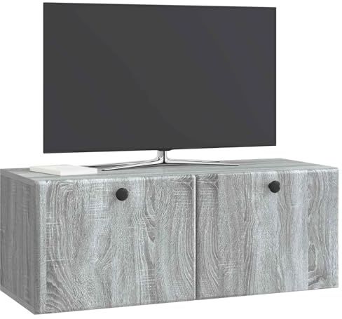 vidaXL Wandmontierter TV-Schrank 78,5 x 31 x 30 cm Grau Sonoma, Wohnzimmeraufbewahrung, moderner Schrank, Wand-TV-Ständer, rechteckiges Design, viel Platz, praktische Möbel