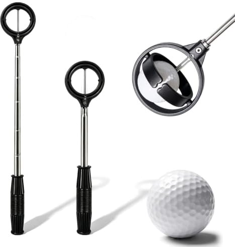 EQULIUS Golfboll retriever teleskop, 2 m bollsamlare för vatten & buskar, golfbollsplockare golftillbehör, bollgrepp för män golfare present