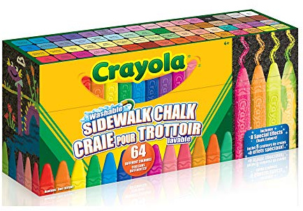 Crayola Sidewalk Chalk Sticks Washable Toy Kit, 64 Count (Pack of 1), 51-3633