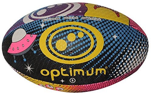 Optimum Space Monster Midi Rugby Ball Balance and Precision for Top Performance in Training and Gameplay - 2-Ply 410g Ball - Ideal for Accurate Handling and Kicking