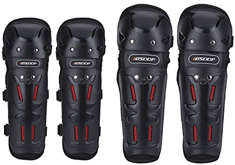 Keenso Motorrad Knie- und Ellbogenschützer Set, BSDDP BSD1002 4 Stk. Motorrad Ellenbogen Knieschützer Radfahren Schutzausrüstung mit verstellbarem Schnellverschluss-Gurt
