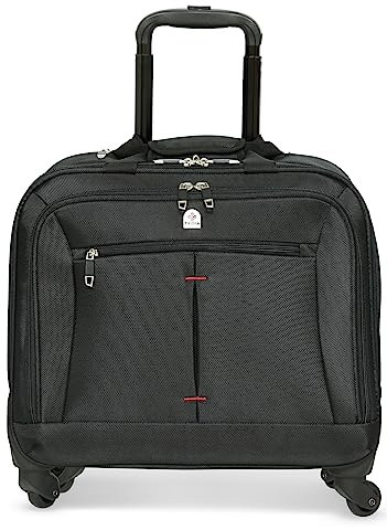Tassia Roller Bag - Wheeled Laptop Bag - Black Hand Luggage Case - Business Briefcase Large with Large Storage - 4 Wheel Spinner Cabin Luggage for Men & Women - Roller Case for Travel or Business