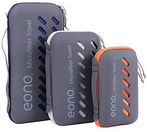 Eono Toalla de Microfibra para Llevar al Gimnasio, a la Playa, de Camping, de Viaje, de Natacion, o de Vacaciones. Secado rápido, Superabsorbente, Ultracompacta