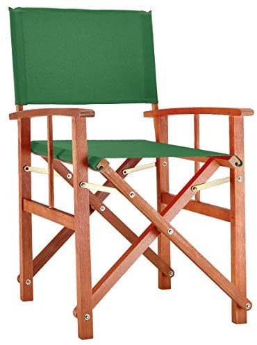 CASARIA® Cannes Wooden Directors Chair | FSC®-Certified | Eucalyptus Wood | Folding Indoor Outdoor Garden Furniture | Foldable Garden Pop Up Camping Fishing | Green