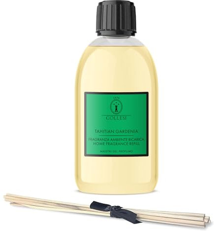 Collesi Ricarica Diffusore Ambientale 300 ml - Tahitian Gardenia Essenza - Contiene stick - Fragranza Intensa e di Lunga durata - Ideale per mantenere un profumo fresco - Made in Italy