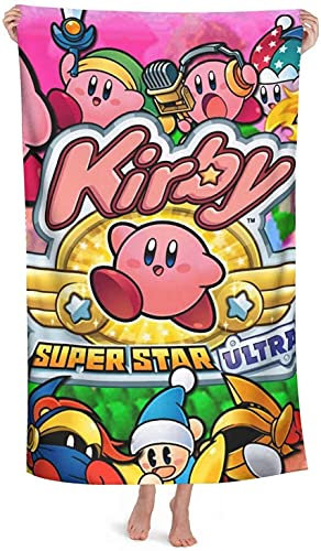 NICHIYOBI Kirby 3D-Digitaldruck Badetücher,Weiche und Flauschige Strandtücher,modischer Auftritt,Reisetuch,Weich und lichtbeständig (6,70cmx140cm)