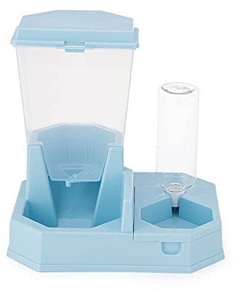 LWZ Mangeoire Automatique pour Animaux de Compagnie à Double Usage Amovible et Lavable mangeoire quantitative pour Chat Fontaine à Boire Automatique Bol pour Chien Bol pour Chat mangeoire Lente,Bleu