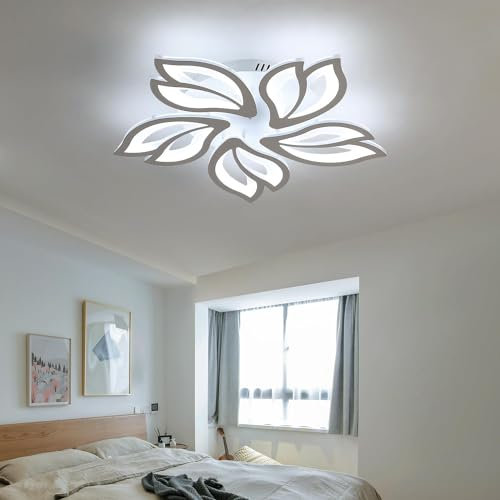 Comely LED Deckenleuchte, 65W Moderne Kronleuchter Lampe, 5 Köpfe Petal LED Deckenlampe 7200LM Für Wohnzimmer Küche Schlafzimmer, 6500K Kalt Weiß