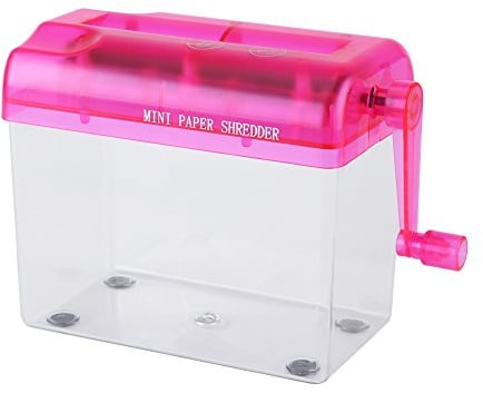 Manueller Aktenvernichter, A6 Handkurbel Tragbares Mini Papierschneidewerkzeug Dokumentenschneidemaschine Desktop Briefpapier Tragbarer Für Schule Büro Zuhause Rechnungen Kleine Zettel Briefe Rosa