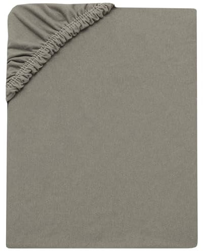 ZOLLNER Spannbettlaken für Kinder in 180x200cm - Matratzenhöhe bis 20cm - Baumwolle - mit praktischem Gummizug - waschbar bis 60°C - in Taupe - Oeko Tex® Zertifiziert