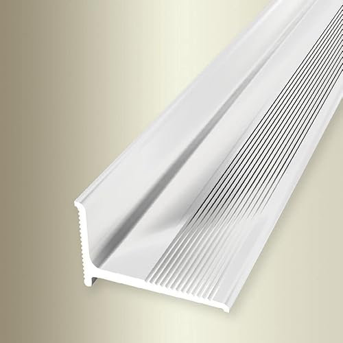 PROVISTON | Abschlussprofil | Breite: 21 mm | Höhe: 2 mm | Länge: 2000 mm | Aluminium pulverbeschichtet | Wandabschlussprofil | Gerillt | Weiß | Selbstklebend