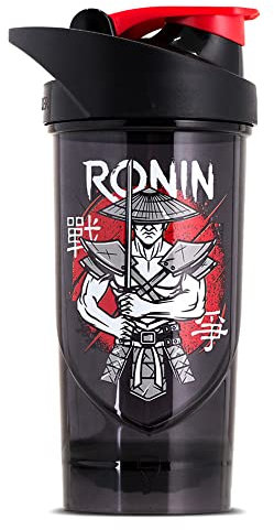 Shieldmixer Ronin - Coctelera de proteínas, 700 ml, para bebidas de proteínas y deportivas, vasos para batidos, accesorios para el gimnasio, botella de agua, color negro