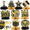 BETESSIN 80. Geburtstag Deko Männer Schwarz Gold - inkl. 9 Stück Bienenwabe Mittelstück und 15g Happy Birthday Konfetti - Tischdekoration zum 80. Geburtstag für Männer und Frauen
