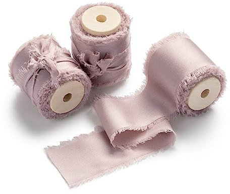 AOKSUNOVA Satinband Geschenkband Hochzeit 3,8cm Schleifenband Stoffband Fransenband Rosa Band