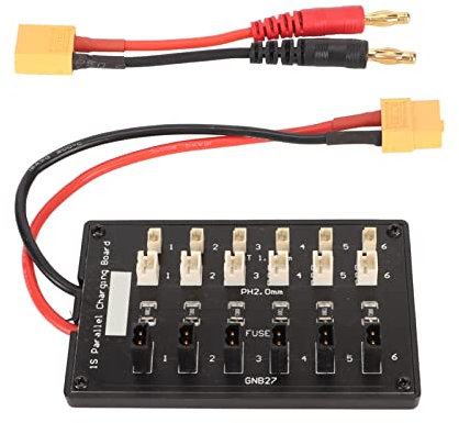 ASHATA RC Lipo Parallel Ladeplatine, GNB27 JST PH 2.0 Anschluss 1S RC Lipo Batterie Parallel Ladeplatine für Tiny für Whoop für Blade für Inductrix Batterie