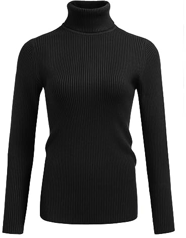 Hotouch Strickpullover Damen Rollkragenpullover Schwarz Herbst Winter Pullover Langarm Pulli Sweater Elegant Sweatshirt Strickpulli Einfarbig Oberteile Schwarz M