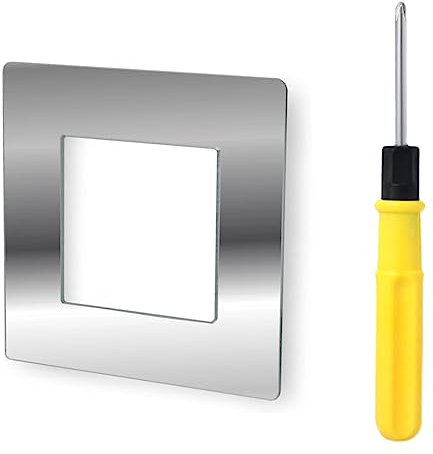 Acmerota Interruptor de luz individual Enchufe envolvente Placas para los dedos Protector de pared Enchufe eléctrico Cubierta higiénica Panel compuesto de aluminio y plástico, plateado