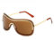 Cicano Y2K Wrap Around Sonnenbrille für Damen Herren, Oversized Trendy Cyberpunk Futuristische Formen Sonnenbrille, Goldtee