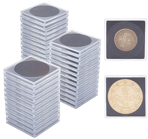 WEBEEDY 40 Pièces Étuis de Collection de Pièces en Acrylique D'affichage Commémoratif De Pièces Single Coin Display Box Étuis de Protection en Argent pour Collectionneurs