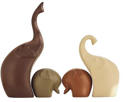 EABOSON Keramische moderne Kunst, Elefantenstatuen, Dekorationen für Zuhause, Büro, Wohnzimmer, Schlafzimmer – kreative Skulpturen, Heimdekoration für Bücherregal, Schreibtisch – Sammelfiguren als