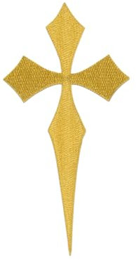 TEXTEX Aufnäher aus Metall zum Aufbügeln in Form des Santiago-Kreuzes. Abmessungen 100x200mm. 100% Polyester. Beutel mit 1 Einheiten – (Golden)