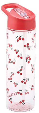 Smash Cherry Wasserflasche mit Strohhalm, 700 ml, Rot