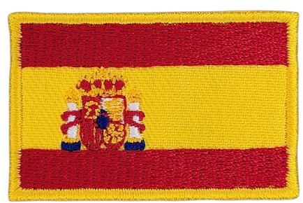 Parche pequeño para planchar o coser con la bandera de España, para ropa, bordado, parche, tamaño 4,6 x 3,0 cm