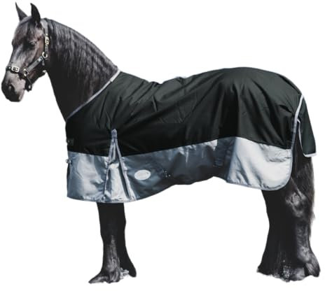 Pferdedecke 100g 600D Weidedecke Winterdecke Regendecke Turnout: Black/Grey 155