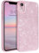 DOMAVER iPhone XR 6.1 Case - Clear Glitter Slim Luxury Bling Cute Phone Case for Women Girls, Sparkly Shockproof Full Body Camera Protection Cover, Pink