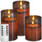 AnnSpa Grau Glas LED Kerzen 3 Set Batteriebetriebene mit Fernbedienung, Flammenlose Echtes Wachs Flackern Wick Flackern Yellow Light Pillar Candles Kreativ Deko Kerzen